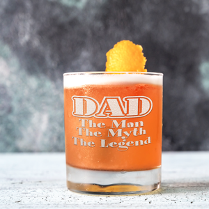 Dad The Man Myth Legend on 10.25oz Old Fashioned Glass