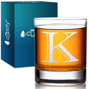 Monogram Initial Letter on 10.25 oz Rocks Old Fashioned Glass