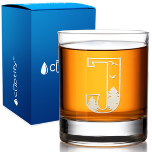 Monogram Forest Initial Letter on 10.25 oz Old Fashioned Glass