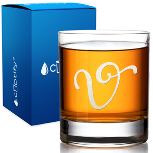 Monogram Curly Initial Letter on 10.25 oz Old Fashioned Glass