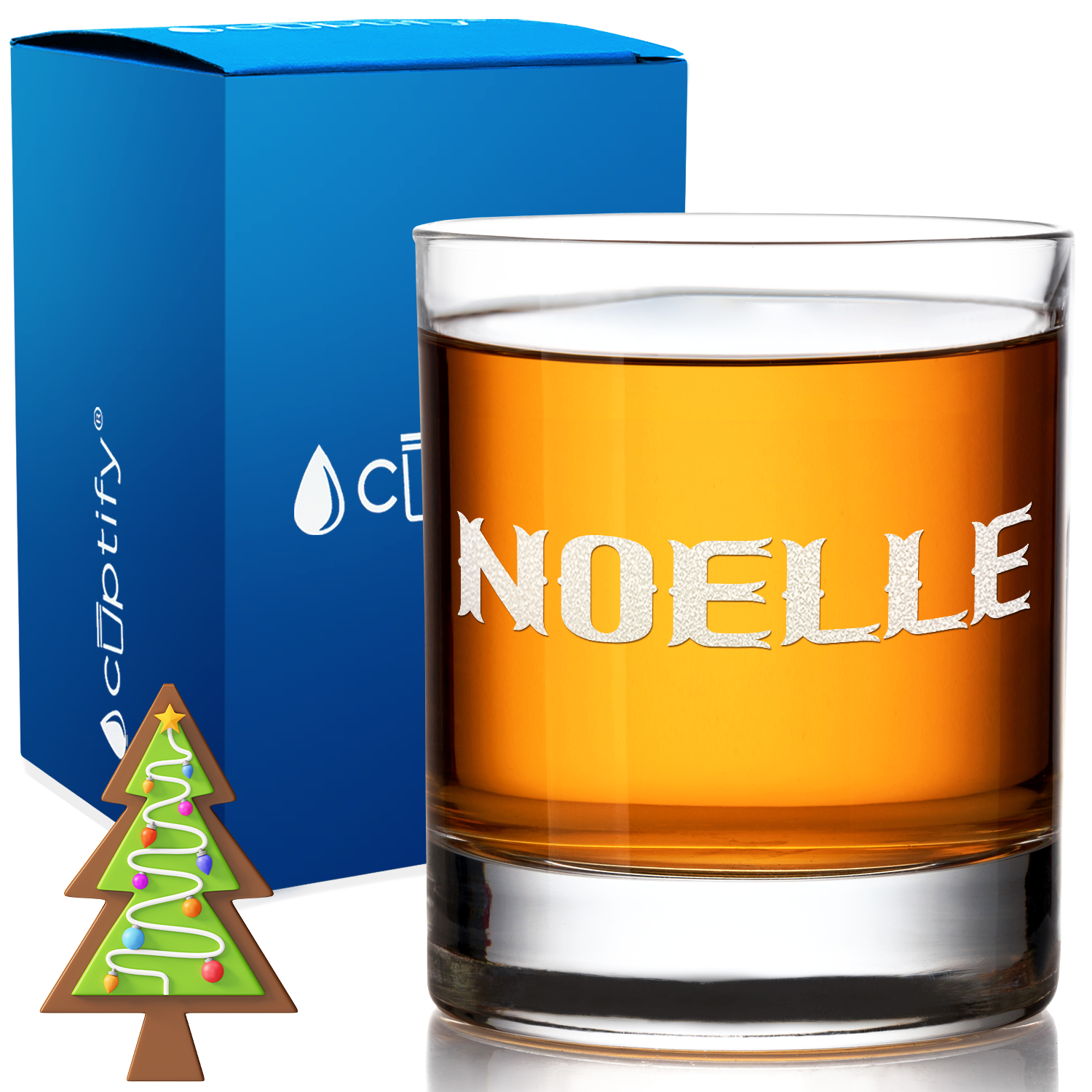 Personalized Calus Christmas Font 10.25 oz Old Fashioned Glass