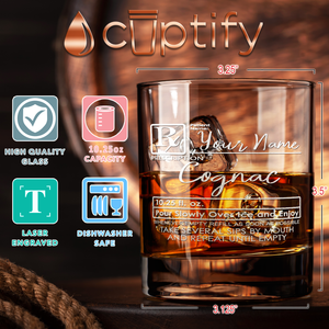 Personalized Prescription Cognac on 10.25oz Whiskey Glass