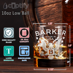 Personalized Made in USA on 10.25oz Whiskey Glass