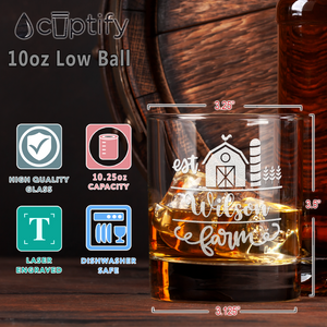 Personalized Family Farm Established on 10.25oz Whiskey Glass