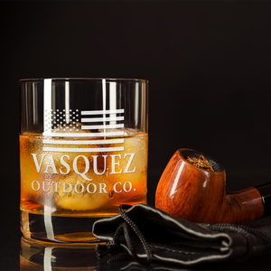 Personalized American Flag Outdoor Co on 10.25oz Whiskey Glass