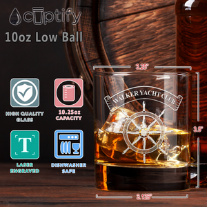Personalized Yacht Club on 10.25oz Whiskey Glass