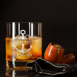 Personalized Yacht Club Anchor on 10.25oz Whiskey Glass