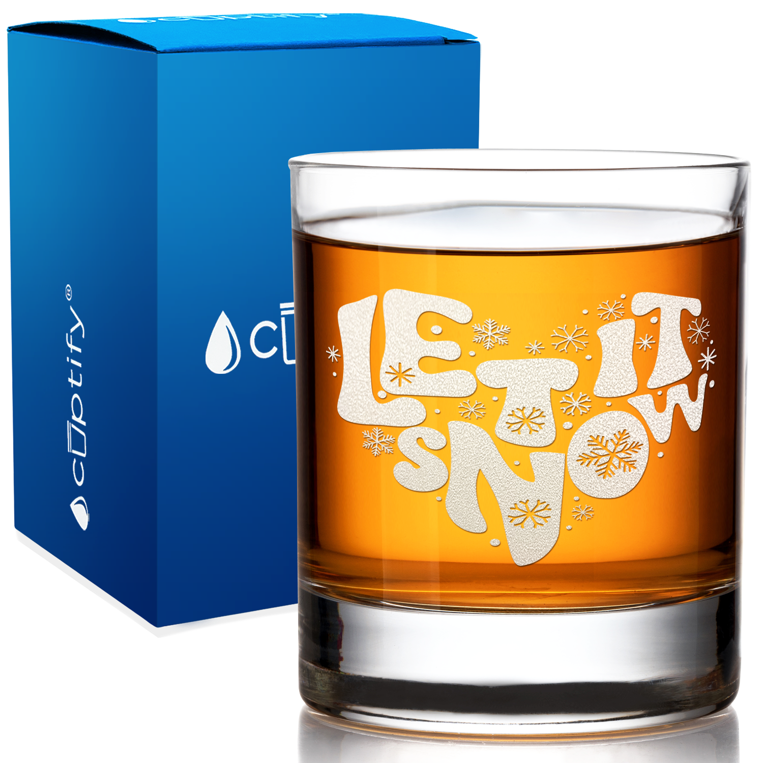 Let it Snow Heart on 10.25 oz Old Fashioned Glass