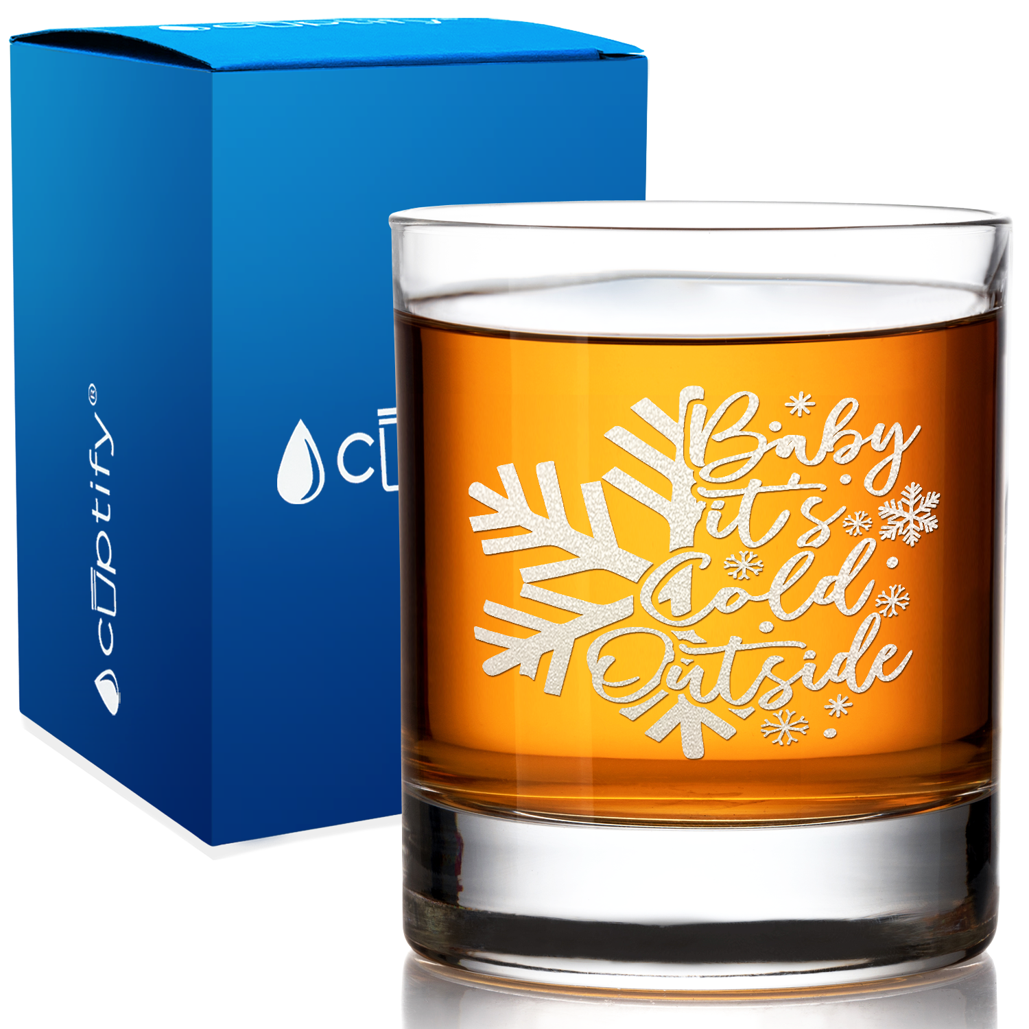 Baby Its Cold Outside Snowflake on 10.25 oz Old Fashioned Glass