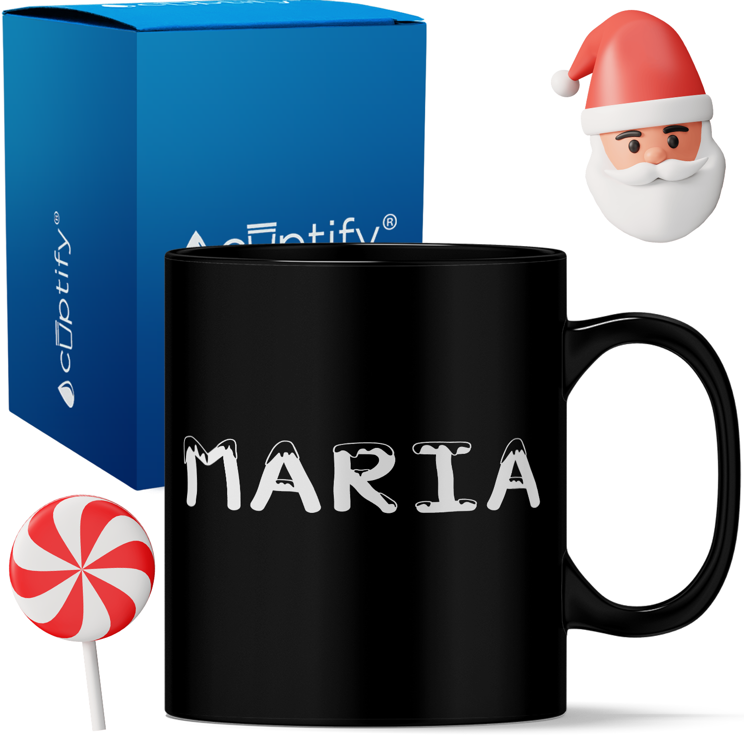 Personalized Snowy Christmas Font 11oz Coffee Mug