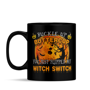 Personalized Buckle Up Butter Cup Girl Masquerade on 11oz Ceramic Black Coffee Mug