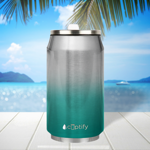 Teal Ombre Translucent 12oz Cola Can Bottle