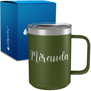 Personalized Miranda Style on 15oz Stainless Coffee Mug