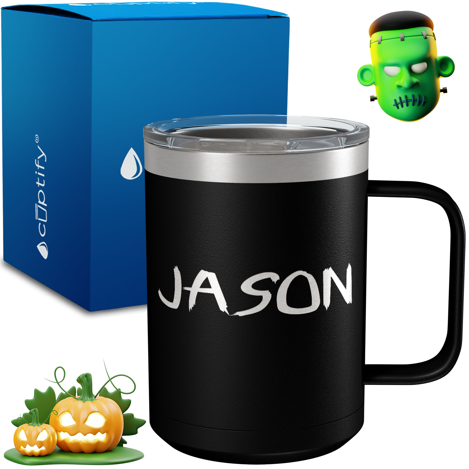 Personalized Scary Halloween Font on 15oz Stainless Coffee Mug