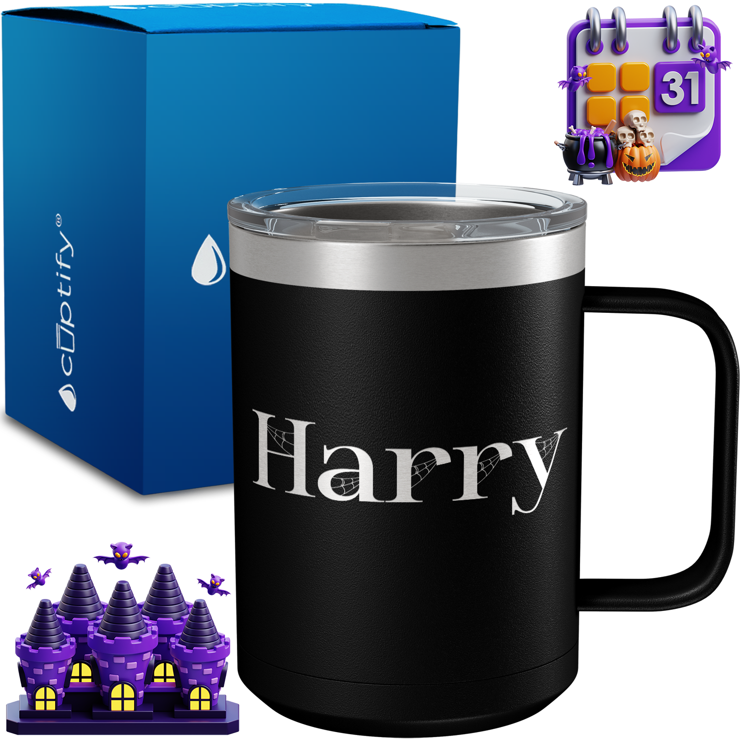 Personalized Wicked Halloween Font on 15oz Stainless Coffee Mug