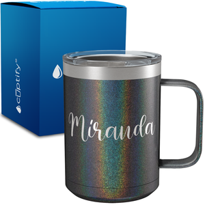 Personalized Miranda Style on 15oz Stainless Coffee Mug