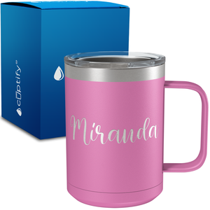 Personalized Miranda Style on 15oz Stainless Coffee Mug