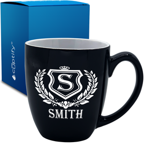 Personalized Monogram Initial Badge 16oz Bistro Coffee Mug