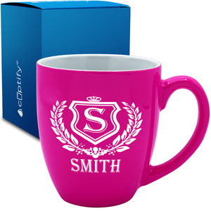 Personalized Monogram Initial Badge 16oz Bistro Coffee Mug