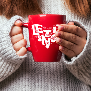Let it Snow Heart on Red 16oz Christmas Bistro Coffee Mug