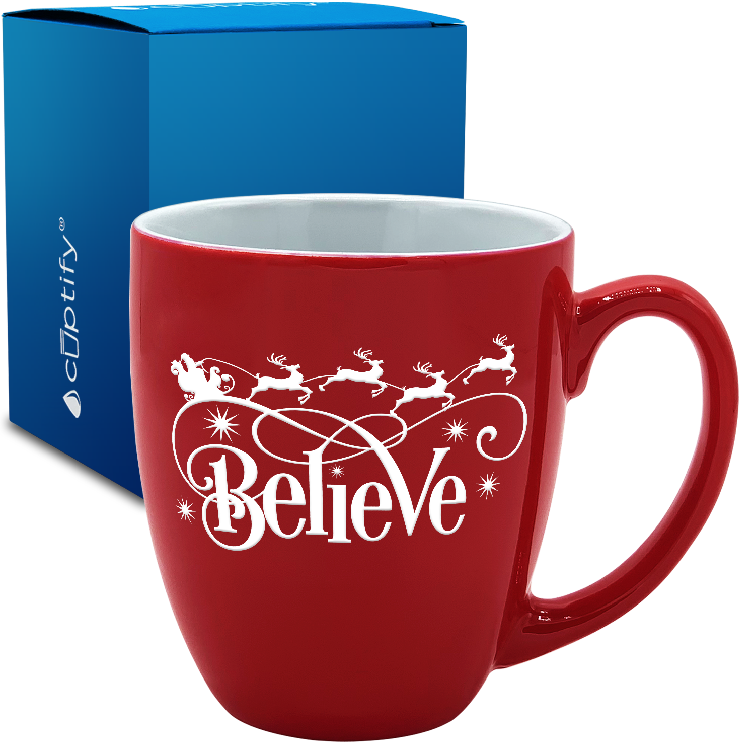 Believe in Santa on Red 16oz Christmas Bistro Coffee Mug