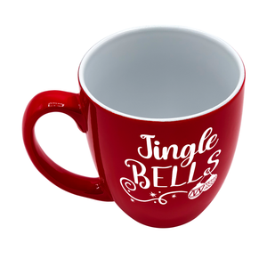 Jingle Bells on Red 16oz Christmas Bistro Coffee Mug