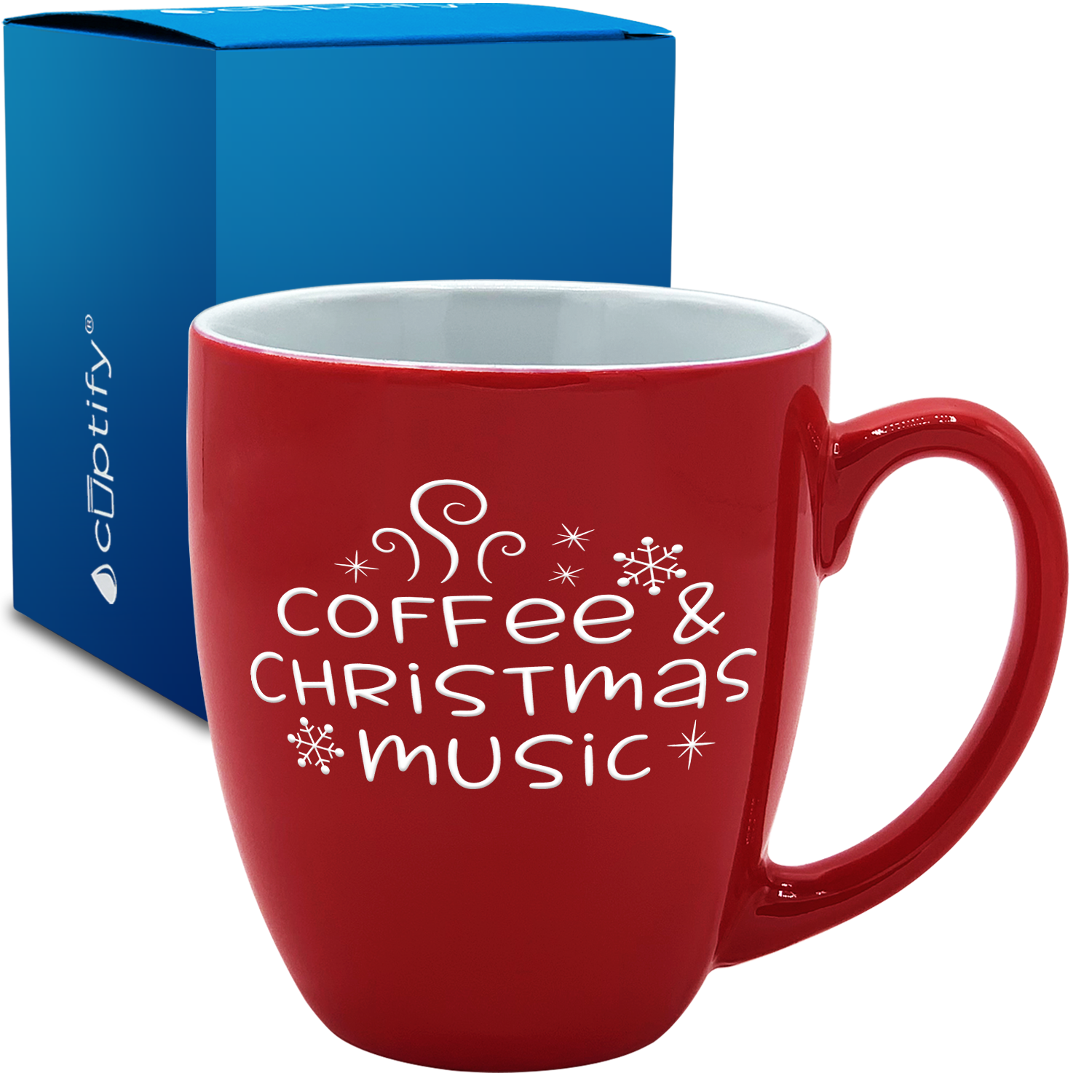 Coffee & Christmas Music 16oz Red Personalized Christmas Bistro Coffee Mug