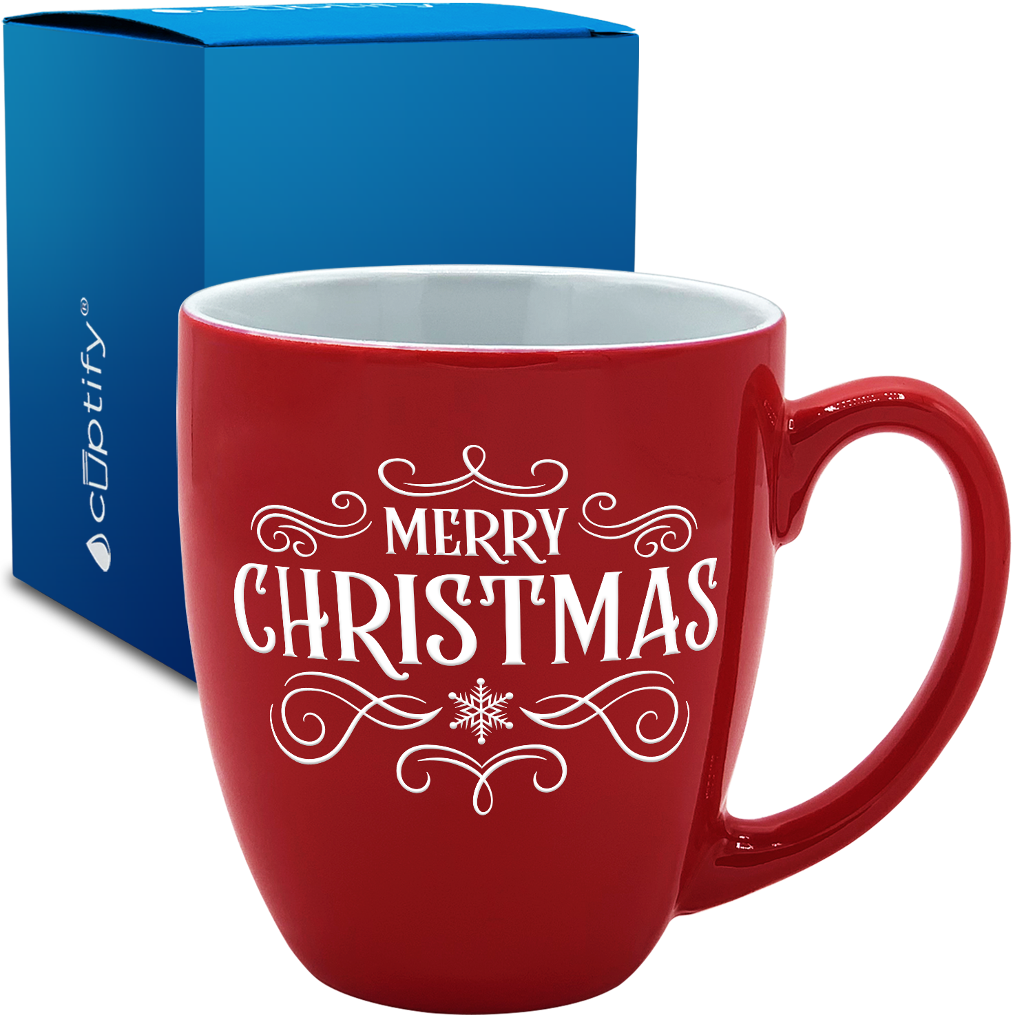 Merry Christmas Red 16oz Personalized Christmas Bistro Coffee Mug