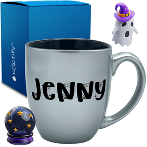 Personalized Spooky Halloween Font 16oz Bistro Coffee Mug