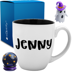 Personalized Spooky Halloween Font 16oz Bistro Coffee Mug