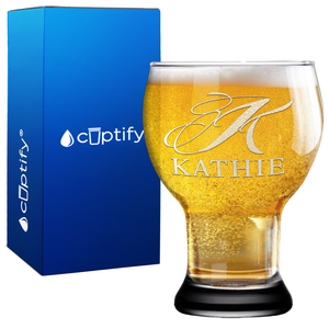 Personalized Script Initial and Name Etched 16 oz Craft Master Beer Glass