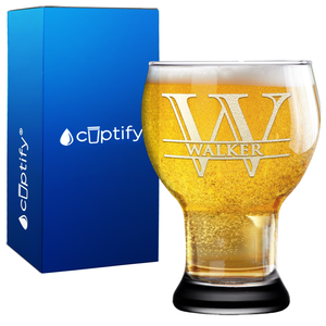 Personalized Split Script Initial and Name Etched 16 oz Craft Master Beer Glass
