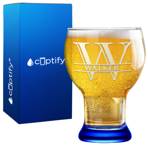 Personalized Split Script Initial and Name Etched 16 oz Craft Master Beer Glass