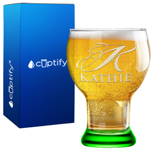 Personalized Script Initial and Name Etched 16 oz Craft Master Beer Glass