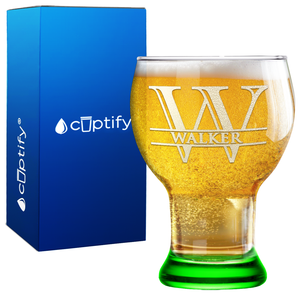 Personalized Split Script Initial and Name Etched 16 oz Craft Master Beer Glass
