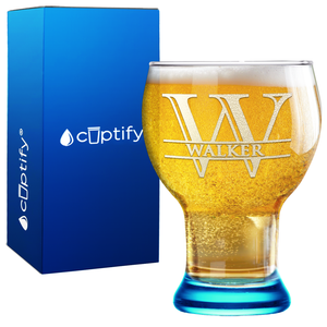 Personalized Split Script Initial and Name Etched 16 oz Craft Master Beer Glass