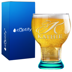 Personalized Script Initial and Name Etched 16 oz Craft Master Beer Glass