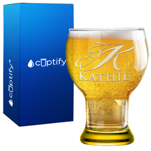 Personalized Script Initial and Name Etched 16 oz Craft Master Beer Glass