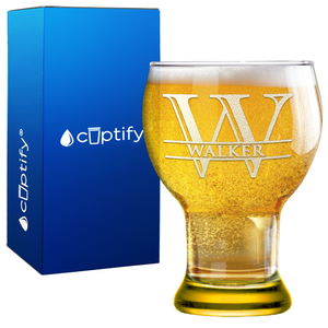 Personalized Split Script Initial and Name Etched 16 oz Craft Master Beer Glass