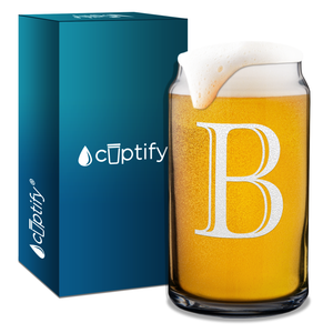 Monogram Initial Letter on 16 oz Beer Glass Can