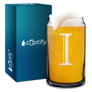 Monogram Initial Letter on 16 oz Beer Glass Can