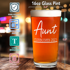 Aunt Established Customized 16oz Beer Pint Glass