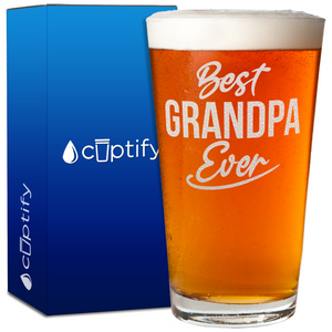 Best Grandpa Ever Etched 16oz Beer Pint Glass