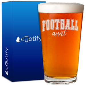 Football Aunt 16oz Beer Pint Glass