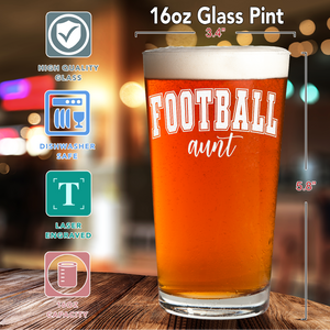 Football Aunt 16oz Beer Pint Glass