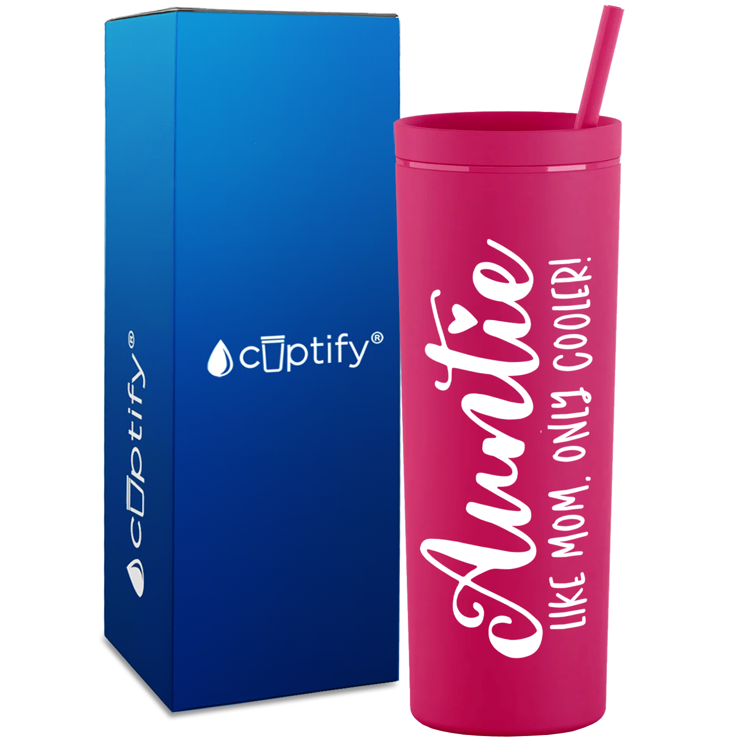 Auntie Like Mom Only Cooler on 18oz Acrylic Skinny Tumbler