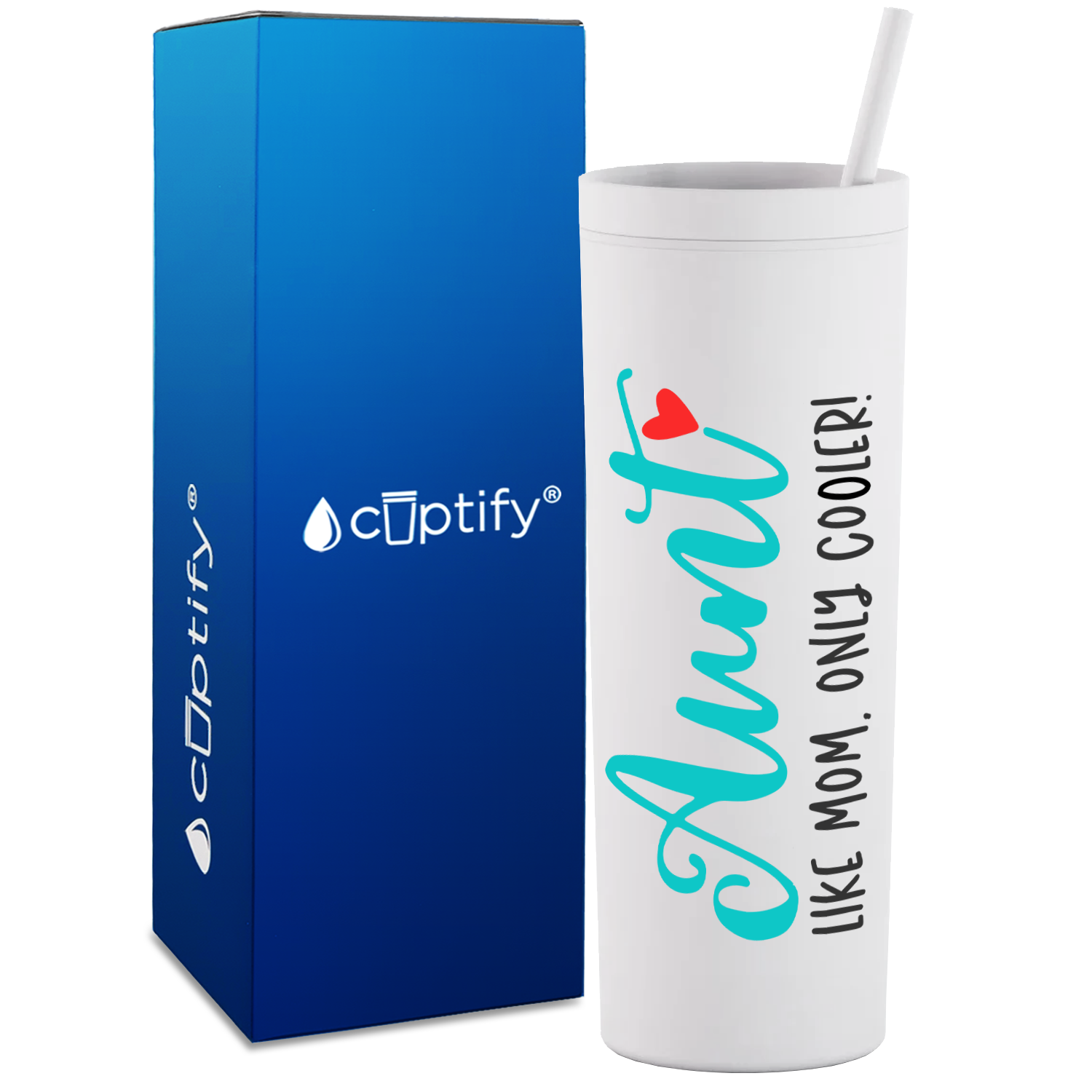 Aunt Like Mom Only Cooler on 18oz Acrylic Skinny Tumbler
