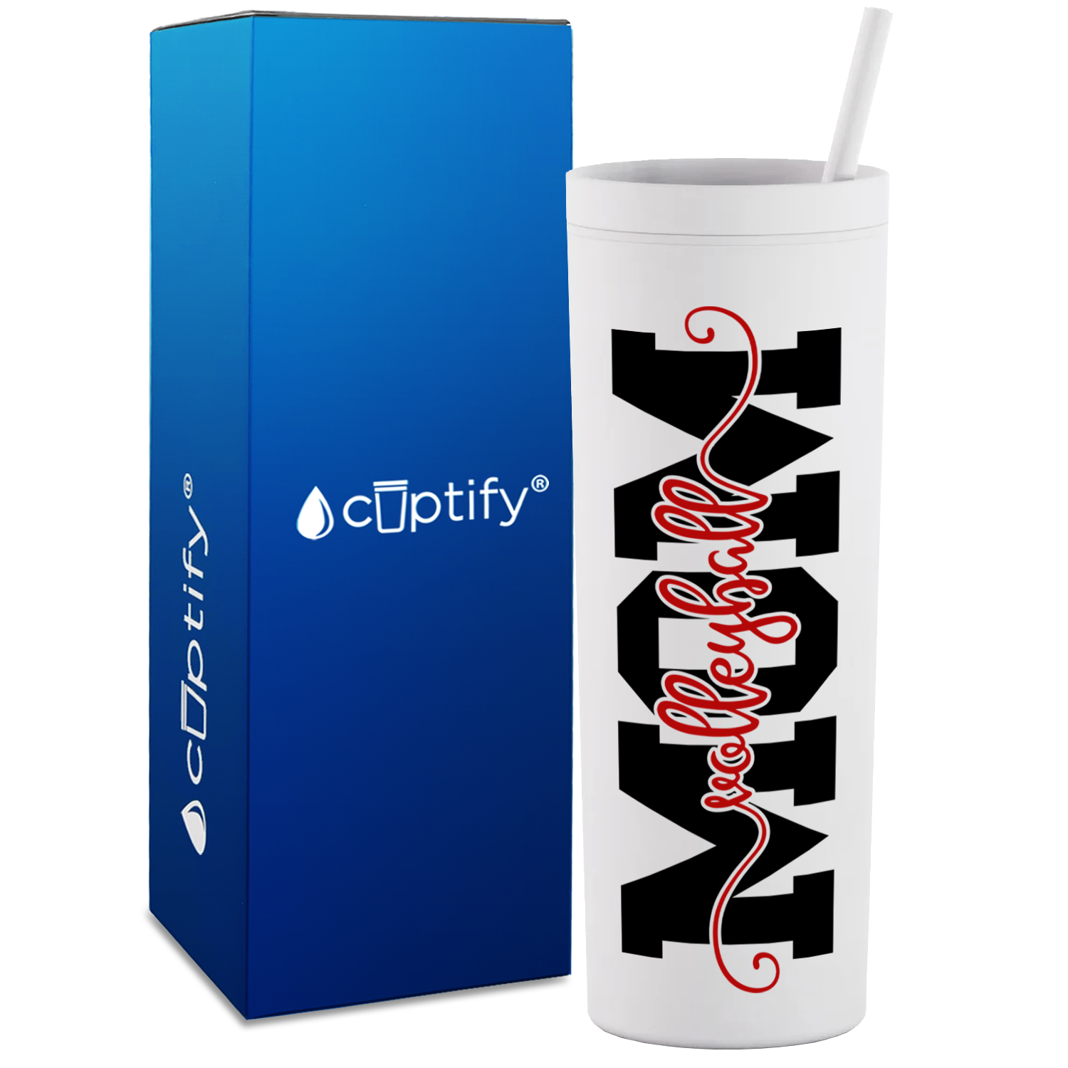 Volleyball Mom Red on 18oz Acrylic Skinny Tumbler