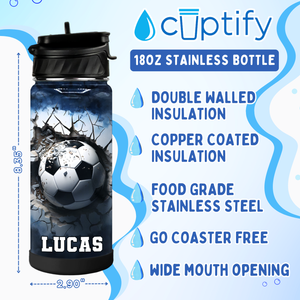 Personalized Soccer Ball Power Strike with Name 18oz Kids Water Bottle