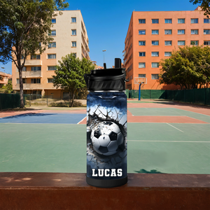 Personalized Soccer Ball Power Strike with Name 18oz Kids Water Bottle